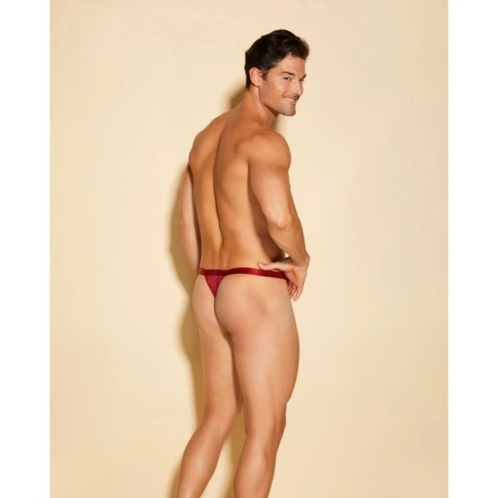 Cosabella Never Say Never Mystic Red Men's Italian Lace Thong Size M